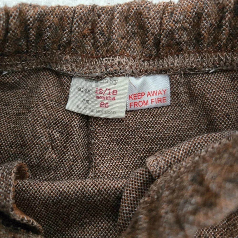 Brown Knit Baby Jogger‎ Pants – Elastic Waist with Front Pockets 12-18Months